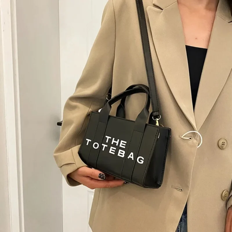 PU Leather Work Tote Bag with Letter Design - Adjustable Straps Professional Commuter Bag for Women - Image 6