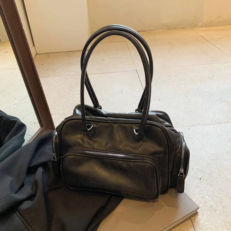 PU Leather Work Tote with Multi-Pockets Shoulder Bag for Women - Professional Hobo Handbag - Image 2