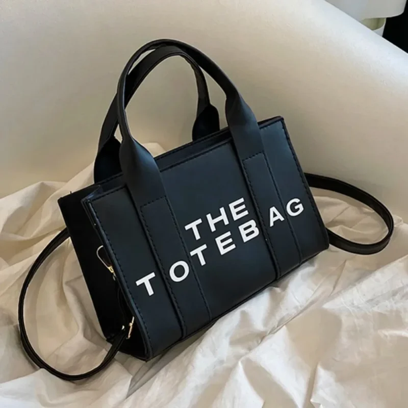 PU Leather Work Tote Bag with Letter Design - Adjustable Straps Professional Commuter Bag for Women - Image 3