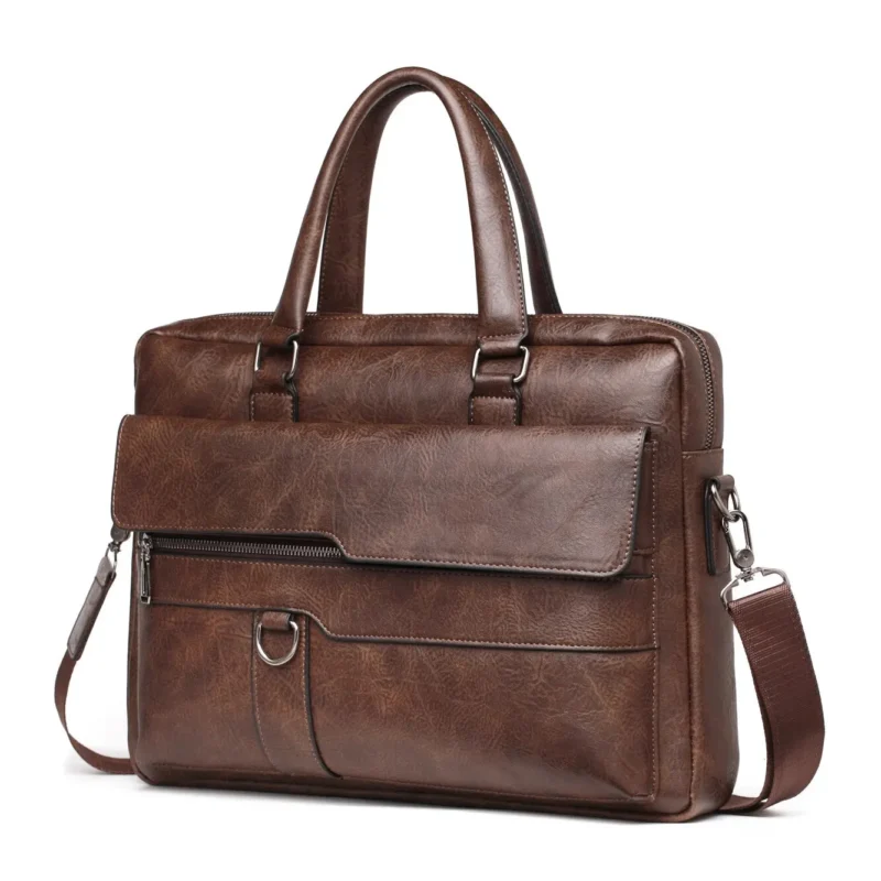 Executive PU Leather Briefcase with 14-Inch Laptop Compartment for Men - Professional Business Messenger Bag - Image 6