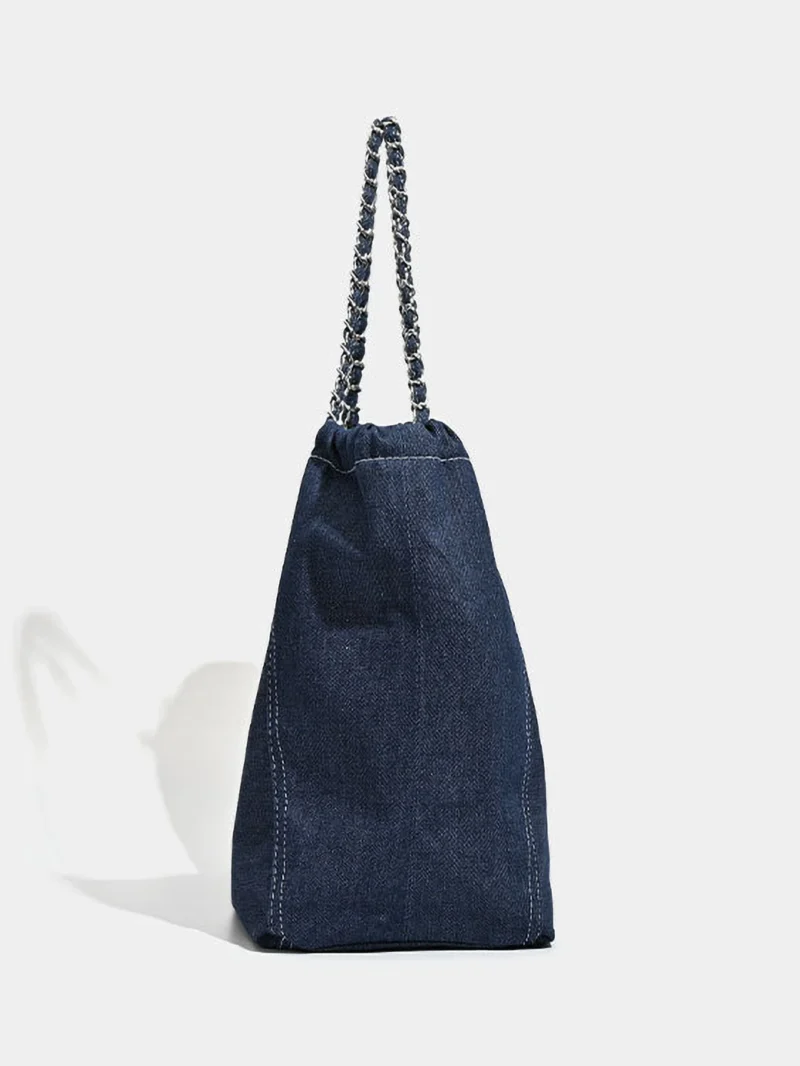 Premium Canvas Tote Bag with Chain Strap - Large Capacity Shoulder Bag for Daily Commuters - Image 4