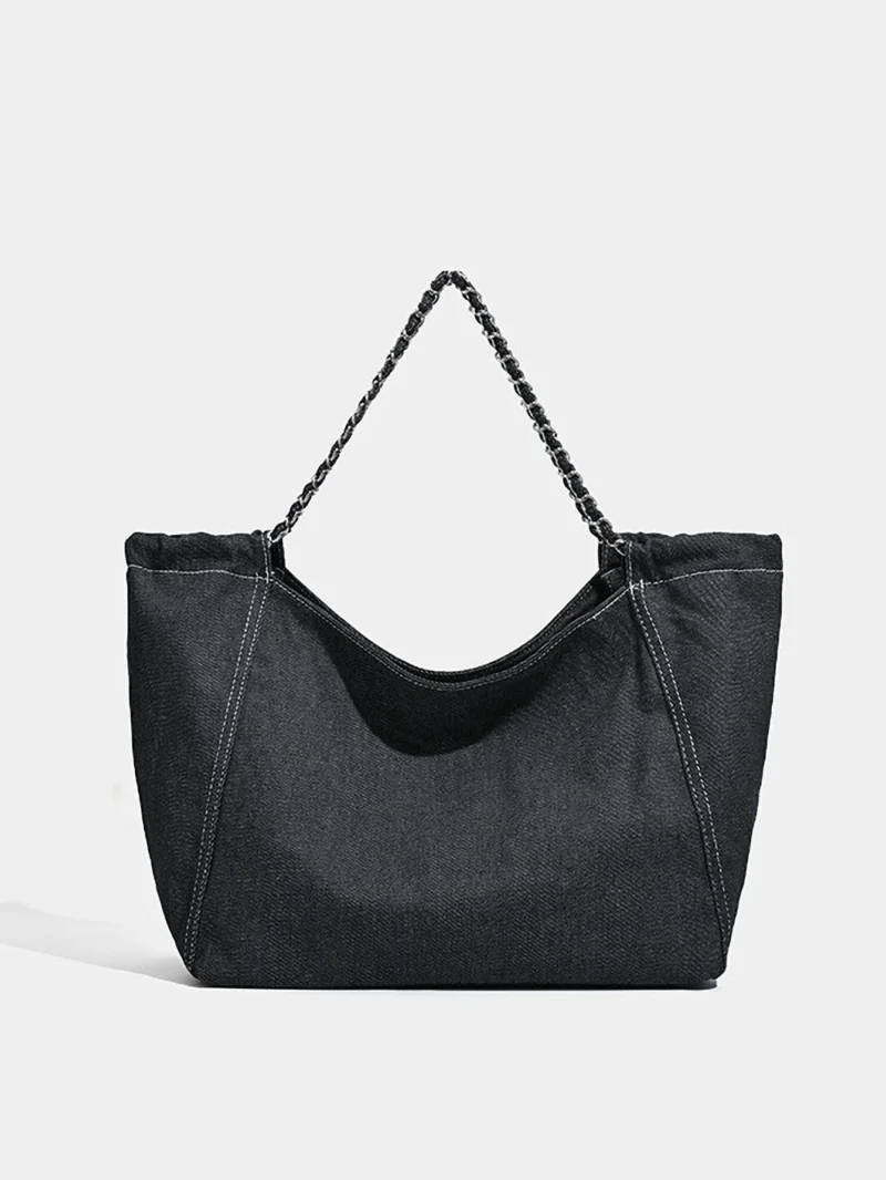 Premium Canvas Tote Bag with Chain Strap - Large Capacity Shoulder Bag for Daily Commuters - Image 7