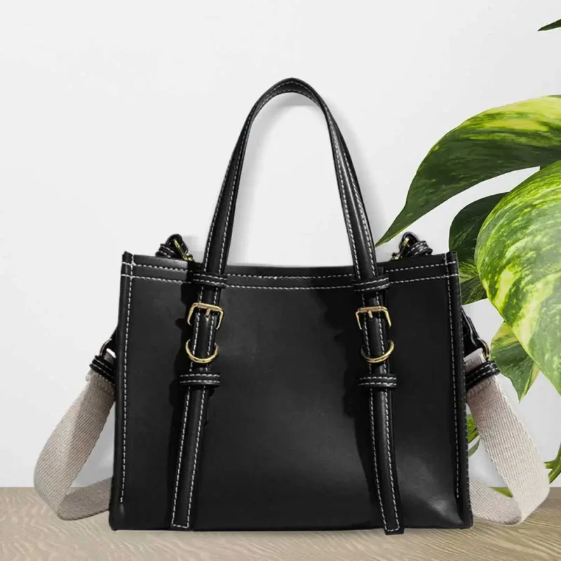 PU Leather Work Tote Bag with Shoulder Strap for Women - Professional Office Handbag - Image 7