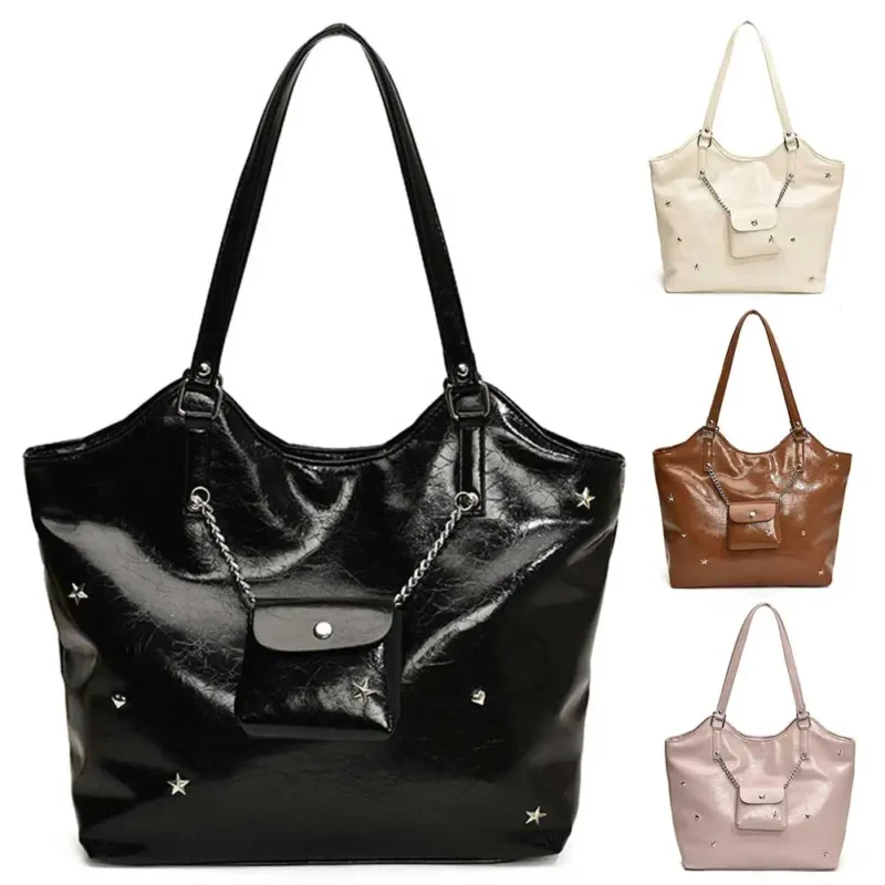 Vegan Leather Tote Bag with Large Capacity for Professional Women - Stylish Work and Shopping Carry-All - Image 4
