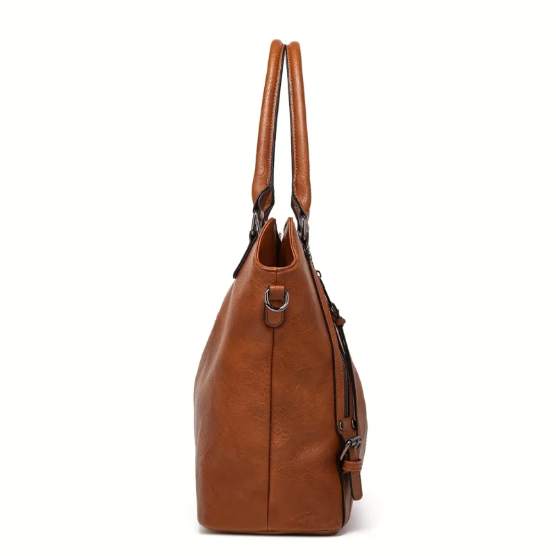 PU Leather 2-Piece Tote Bag Set - Professional Work Bags with Multi-Pockets for Women - Image 4