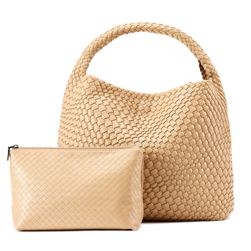 Vegan Leather Woven Tote Bag with Shoulder Straps for Women - Professional Work and Travel Handbag - Image 11