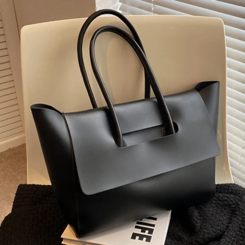 Vintage PU Leather Work Tote Bag with Large Capacity for Women - Professional Casual Shoulder Handbag - Image 10