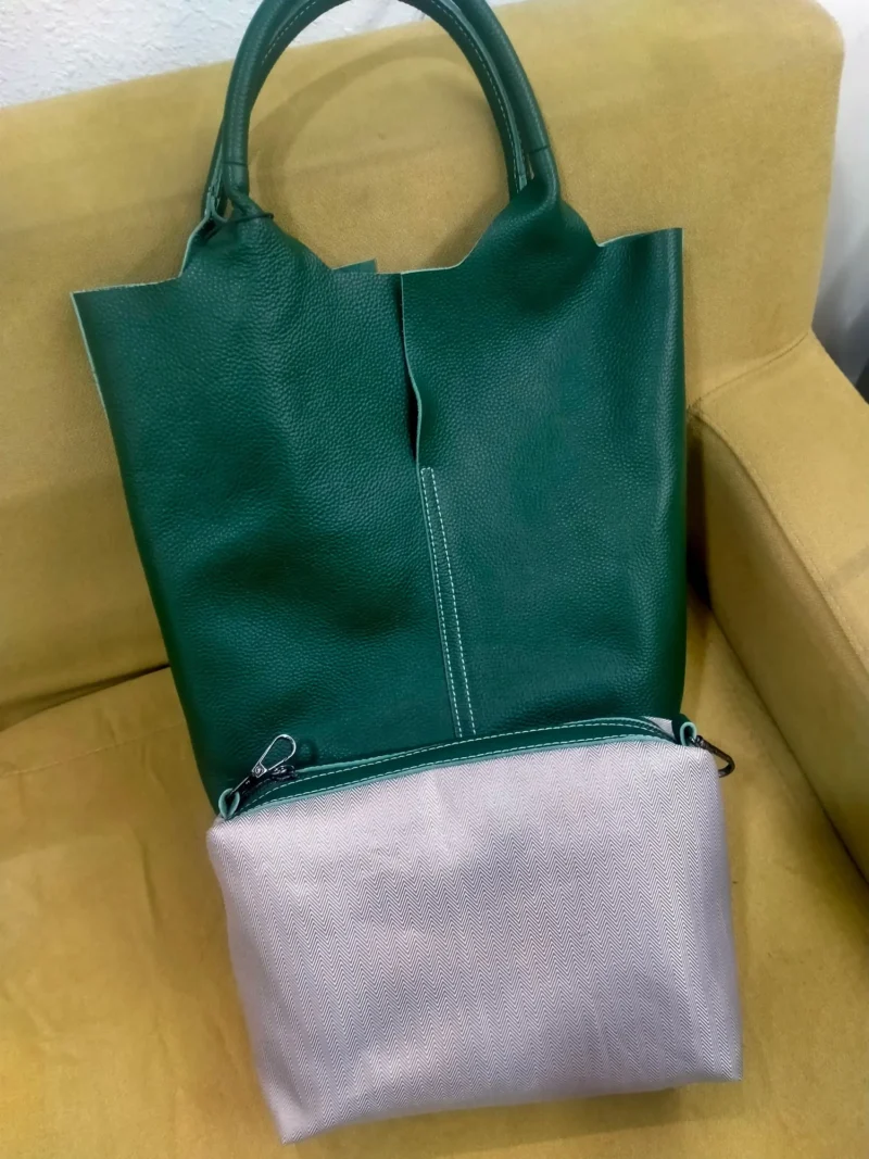 Full Grain Cowhide Leather Work Tote with Dual Straps - Professional Women's Bucket Bag - Image 12