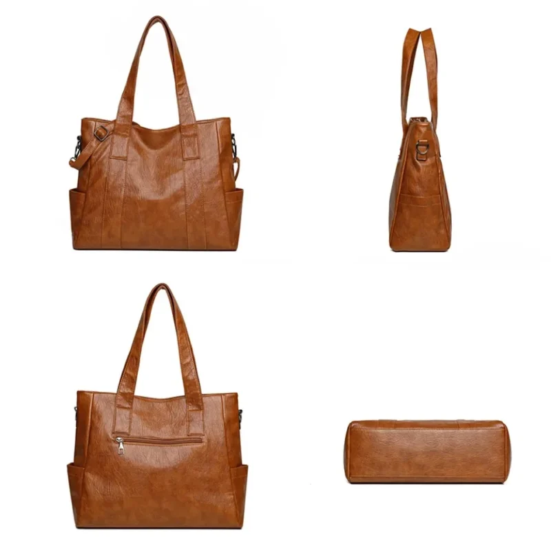 Vintage 3-Piece PU Leather Handbag Set for Women - Luxury Crossbody Shoulder Bags with Multiple Compartments - Image 5