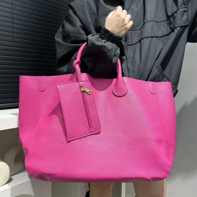 Vegan Leather Oversized Tote Work Bag with Large Capacity - Professional Women's Shopper - Image 2