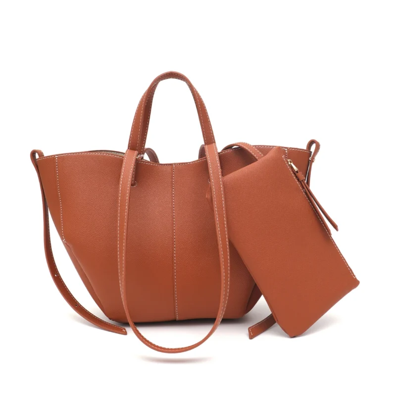 Vegan Leather Minimalist Work Tote with Magnetic Closure - Professional Women's Shoulder Bag - Image 8