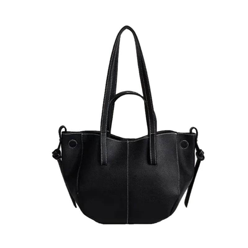Professional Vegan Leather Tote Bag with Interior Compartments for Women - Elegant Workday Carryall