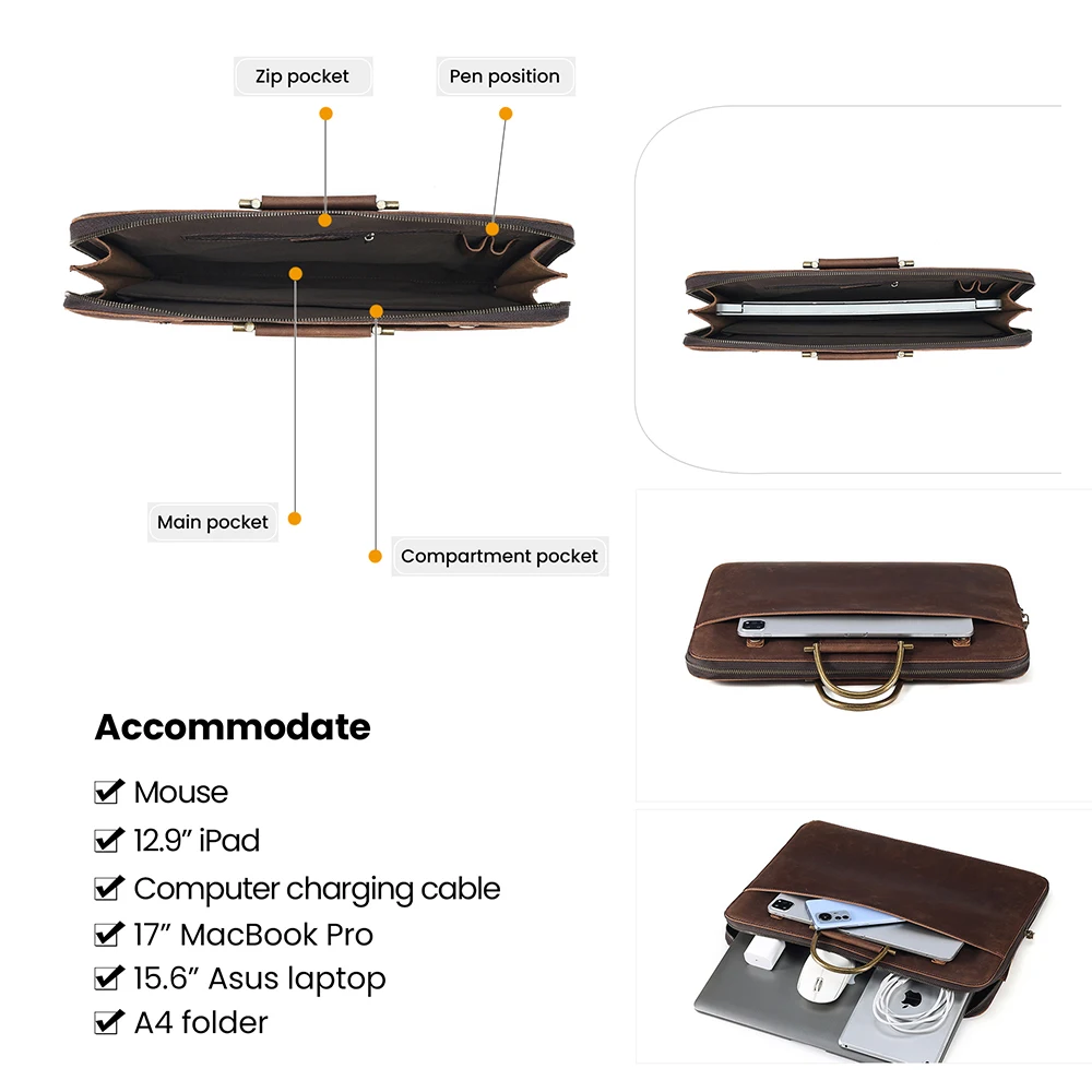 Medium-sized briefcase showing perfect proportion for business professionals