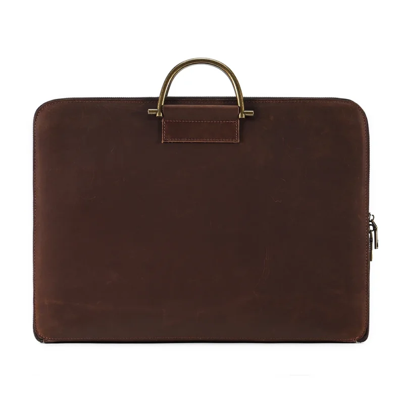 Full Grain Leather Briefcase with 15.6" Laptop Compartment - Classic Business Attache Case - Image 5