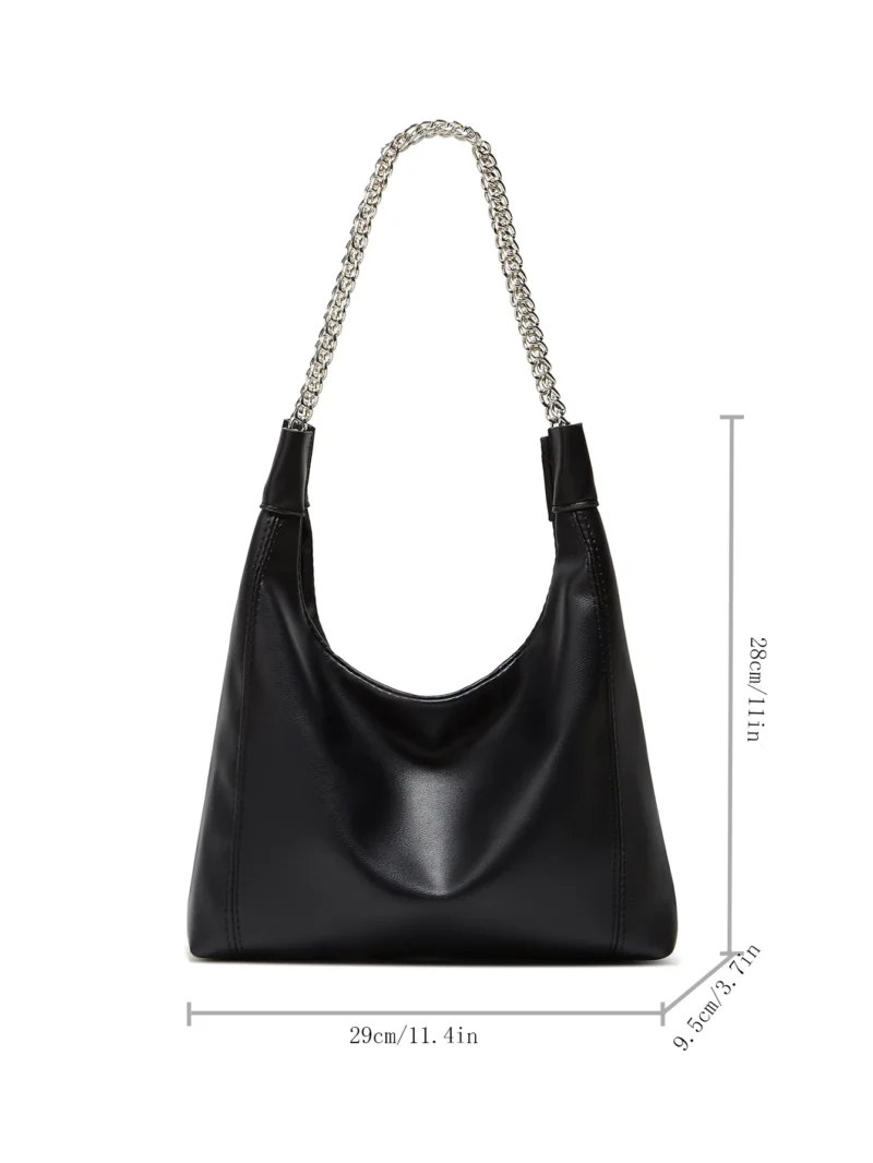 Luxury Vegan Leather Work Tote Bag with Chain Detail - Professional Large-Capacity Shoulder Bag - Image 6