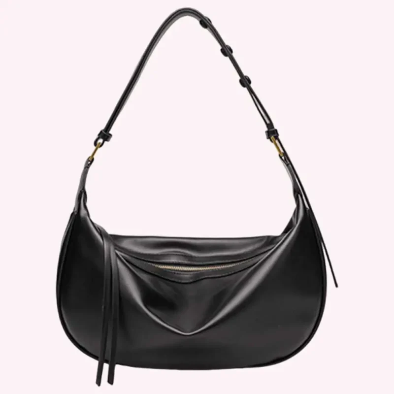 Vegan Leather Hobo Shoulder Bag with Zipper Closure - Stylish Professional Top Handle Purse - Image 5
