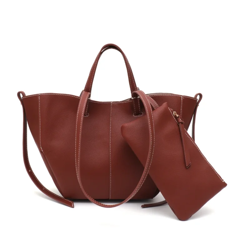 Vegan Leather Minimalist Work Tote with Magnetic Closure - Professional Women's Shoulder Bag - Image 9