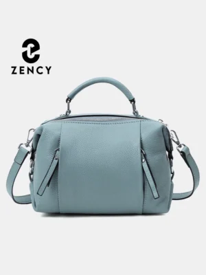 Genuine Leather Boston Handbag - Vintage Small Tote with Crossbody Strap for Women