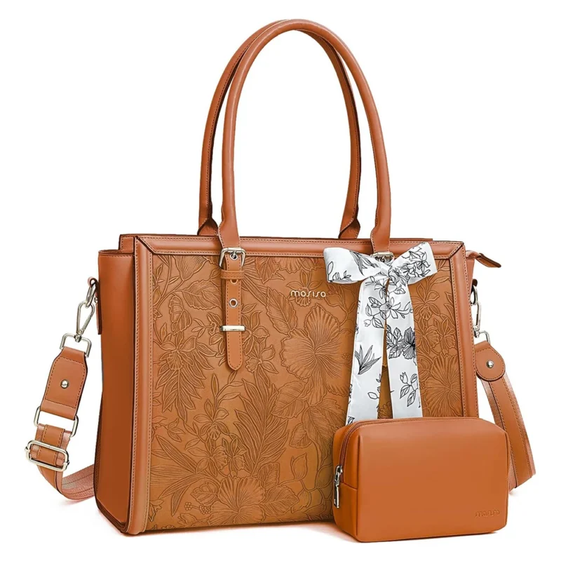 Professional PU Leather Laptop Tote Bag for Women - 15.6 Inch Notebook Shoulder Bag with Organizers - Image 13