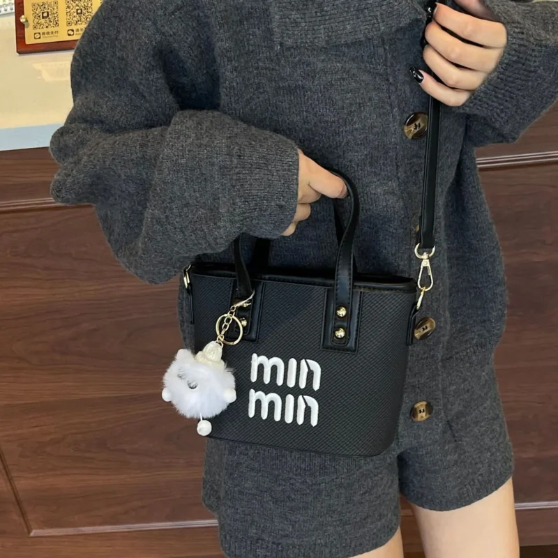 Vegan Leather Color-Block Bucket Tote with Adjustable Crossbody Strap for Work & Weekend - Image 4