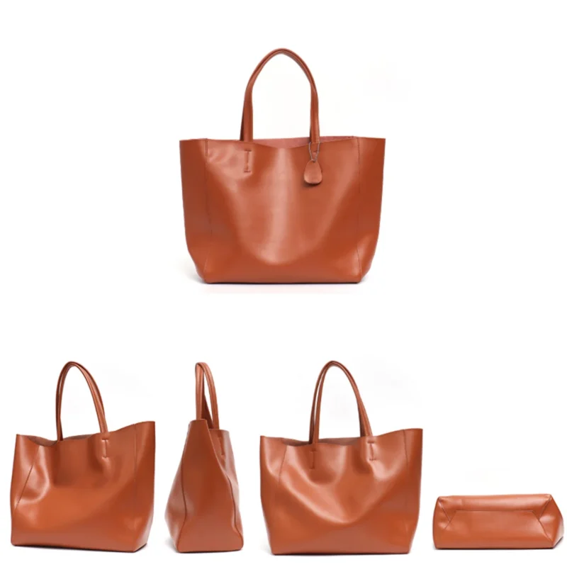 Full Grain Leather Work Tote with Laptop Compartment for Women - Professional Minimalist Carryall - Image 6