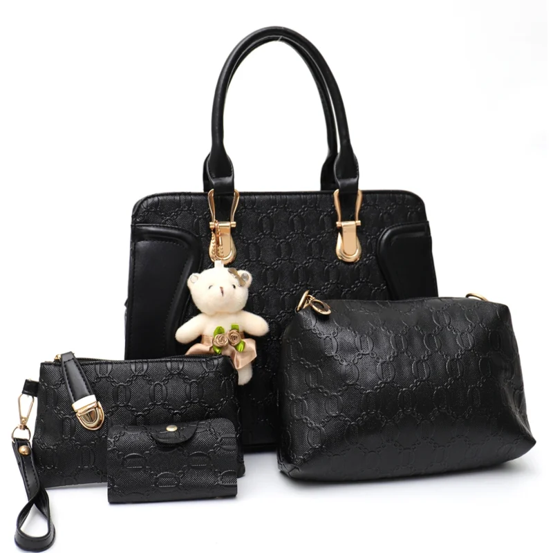 4-Piece Vegan Leather Work Bag Set with Tote, Crossbody, Shoulder Bag and Wristlet - Professional Women's Collection - Image 11