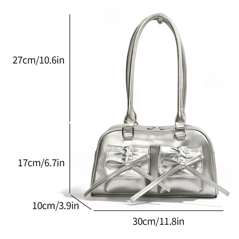 Y2K Aesthetic Red PU Leather Shoulder Bag with Top Handle for Women - Fashion Tote Purse - Image 7