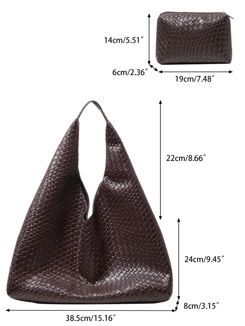 Woven Pattern Vegan Leather Work Tote with Matching Wallet - Professional Women's Commuter Bag - Image 5