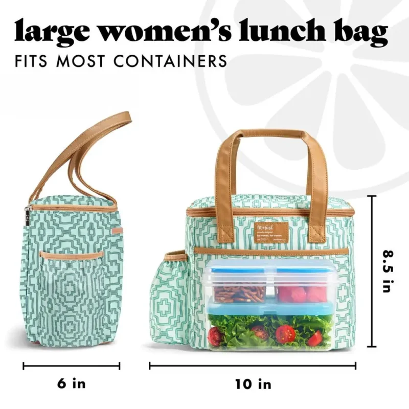 Vegan Leather Insulated Lunch Bag with Expandable Storage for Women - Professional Work Tote - Image 4