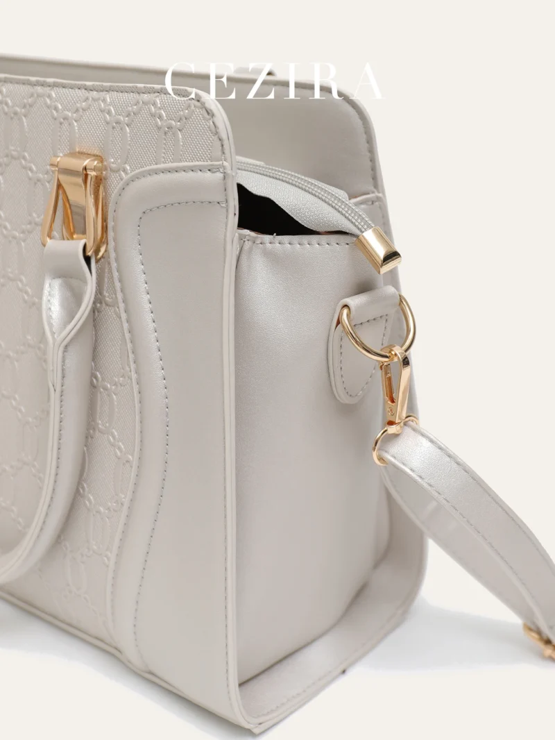 4-Piece Vegan Leather Work Bag Set with Tote, Crossbody, Shoulder Bag and Wristlet - Professional Women's Collection - Image 4