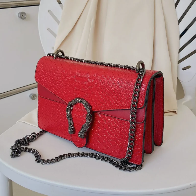 Elegant PU Leather Small Square Crossbody Bag with Chain Strap for Women - Fashion Statement Accessory - Image 9