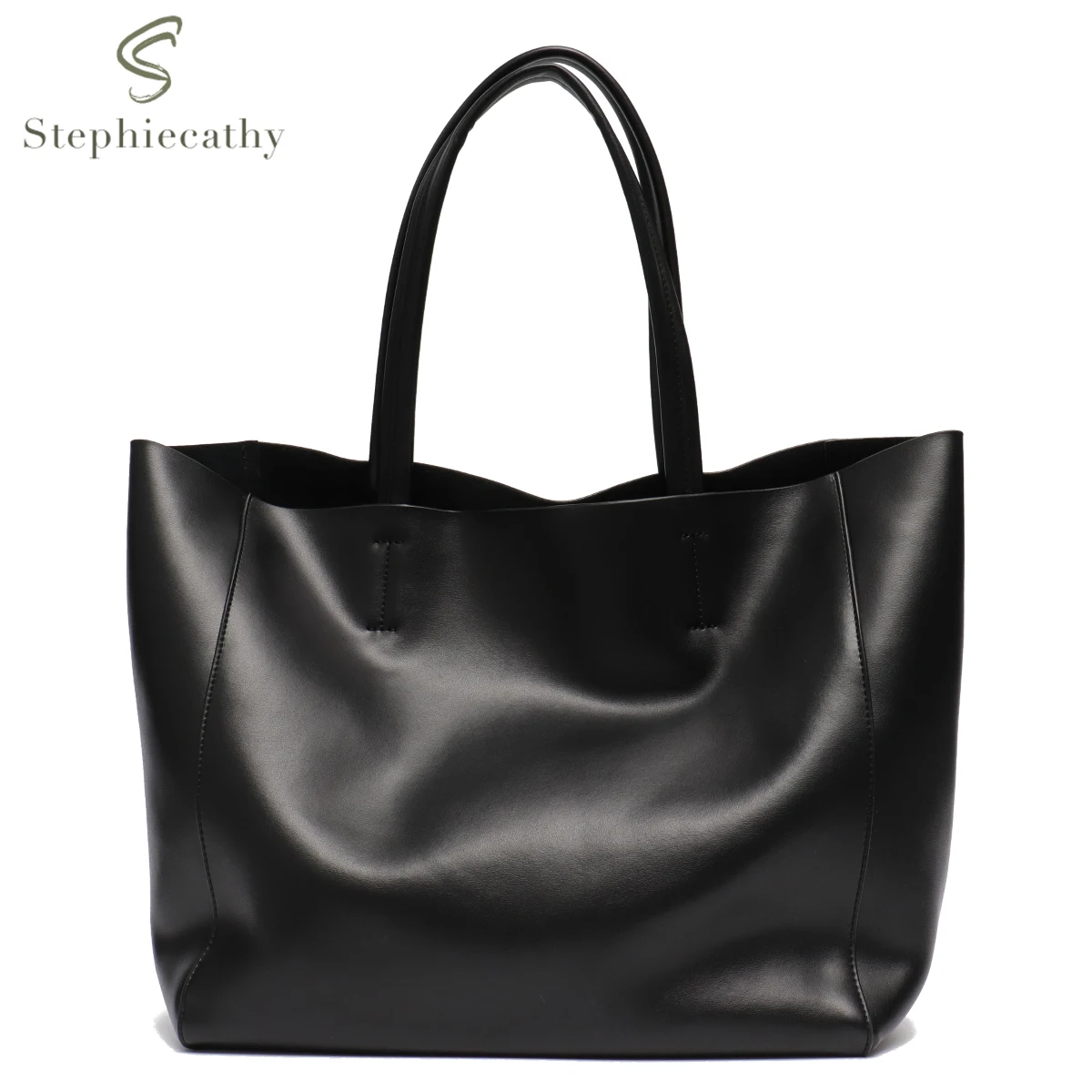Full grain leather executive tote with professional organization features