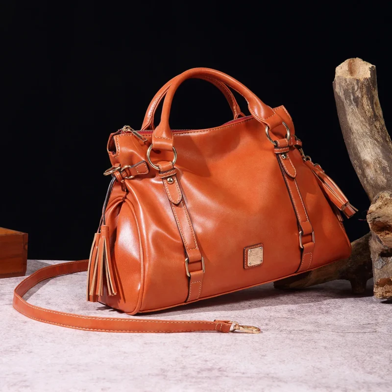 Vintage Pillow Design PU Leather Boston Bag for Women - Large Capacity Fashion Tote - Image 10