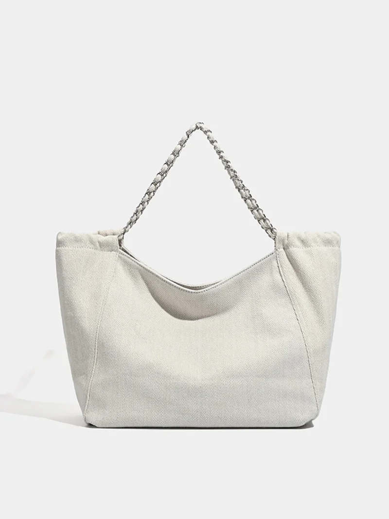 Premium Canvas Tote Bag with Chain Strap - Large Capacity Shoulder Bag for Daily Commuters - Image 8