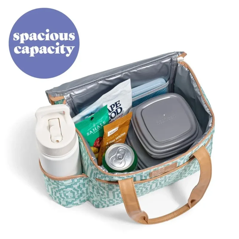 Vegan Leather Insulated Lunch Bag with Expandable Storage for Women - Professional Work Tote - Image 3