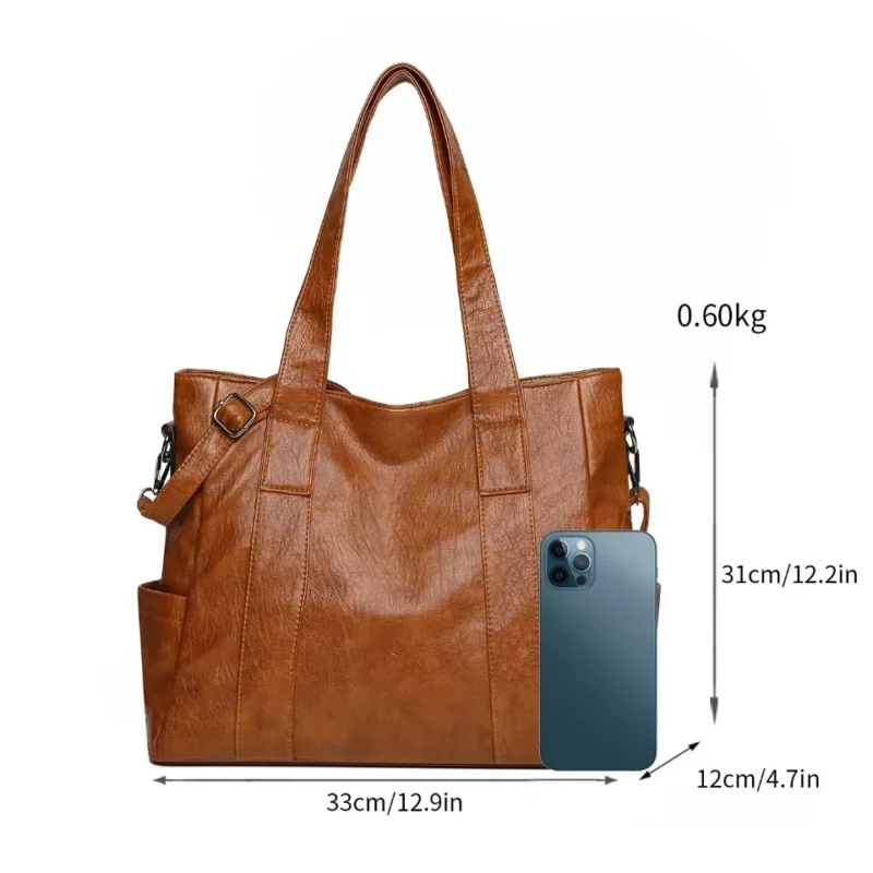 Vintage 3-Piece PU Leather Handbag Set for Women - Luxury Crossbody Shoulder Bags with Multiple Compartments - Image 4