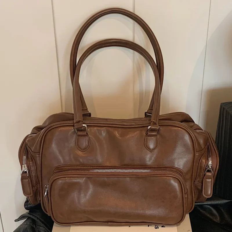 PU Leather Work Tote with Multi-Pockets Shoulder Bag for Women - Professional Hobo Handbag - Image 8