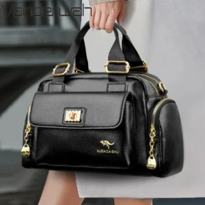 Premium PU Leather Multi-Pocket Shoulder Bag for Women - Professional Daily Commuter Tote