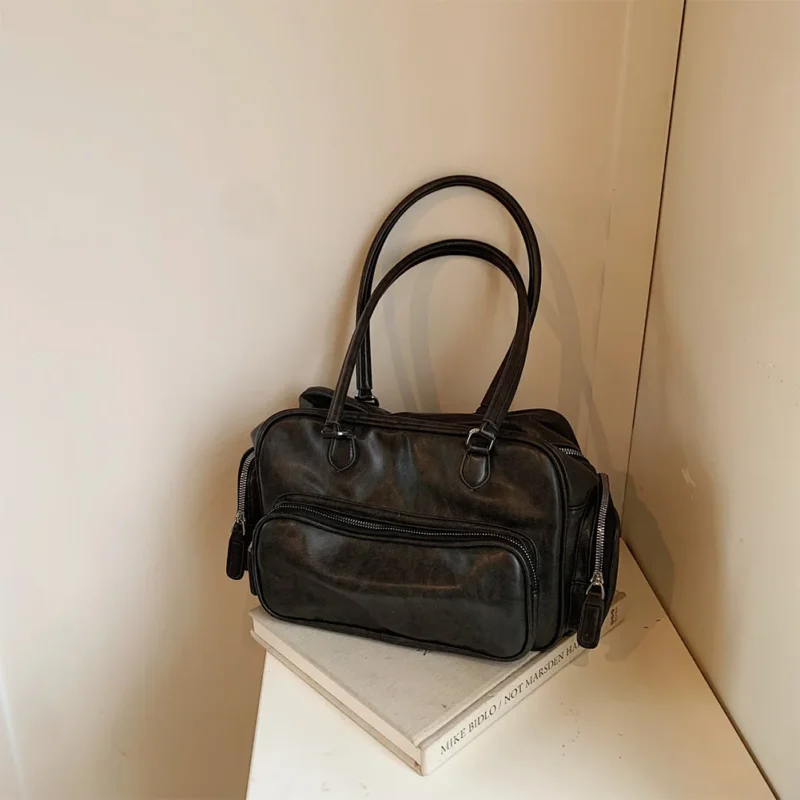 PU Leather Work Tote with Multi-Pockets Shoulder Bag for Women - Professional Hobo Handbag - Image 6
