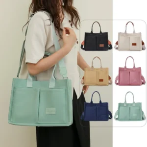 Canvas Work Tote Bag for Women - Spacious Professional Organizer with Classic Box Design