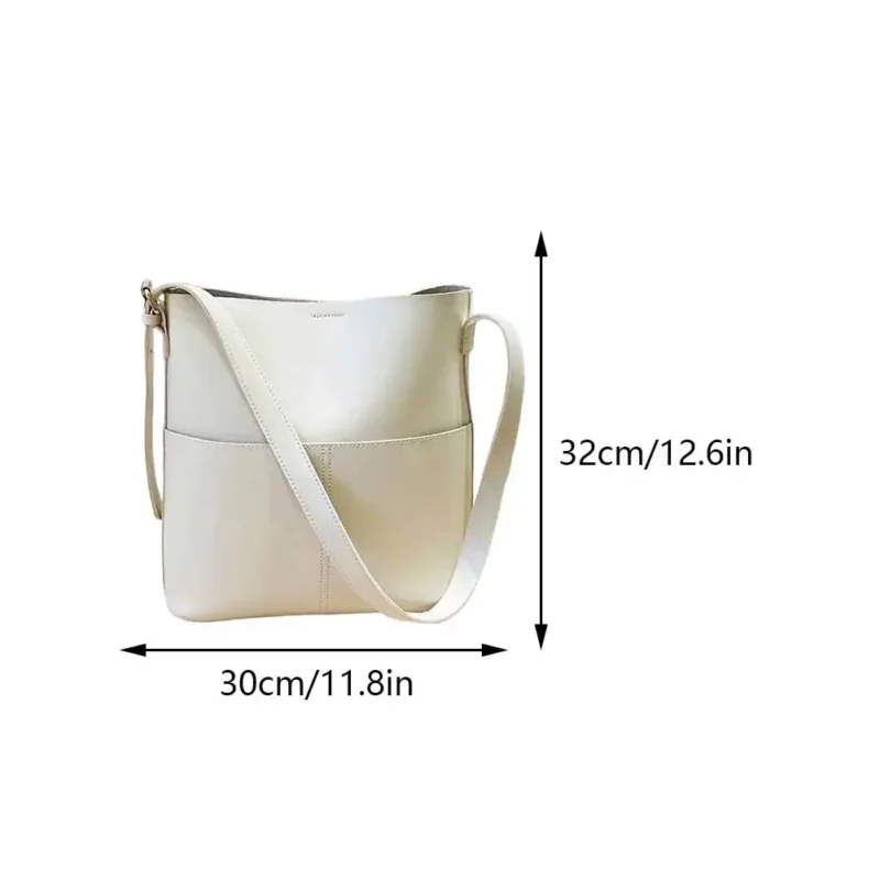 Vegan Leather Bucket Bag Multi-Pocket Shoulder Tote for Women - Professional Everyday Hobo Handbag - Image 11