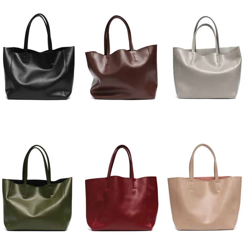 Full Grain Leather Work Tote with Laptop Compartment for Women - Professional Minimalist Carryall - Image 3