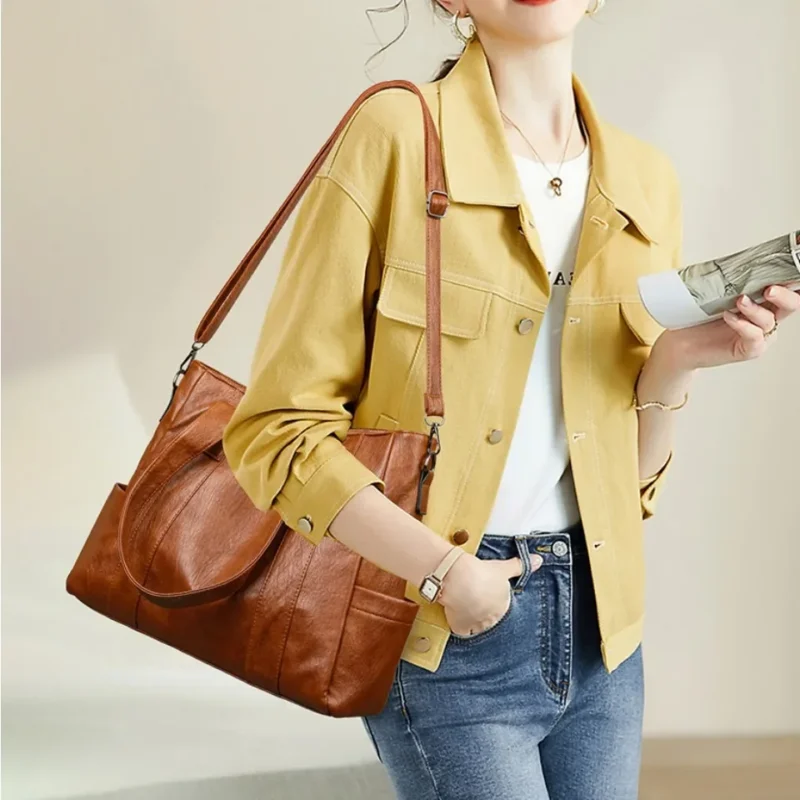 Vintage 3-Piece PU Leather Handbag Set for Women - Luxury Crossbody Shoulder Bags with Multiple Compartments - Image 2