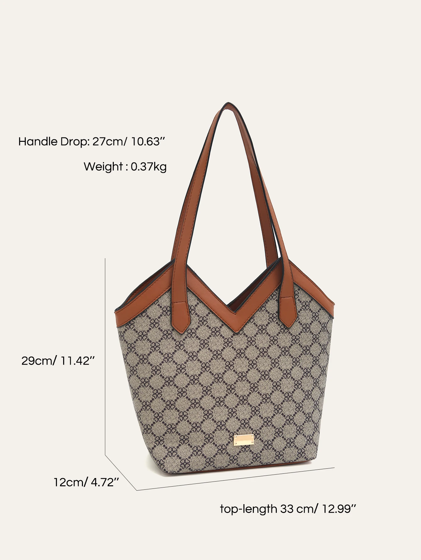 Diamond lattice pattern vegan leather work tote showing modern black styling