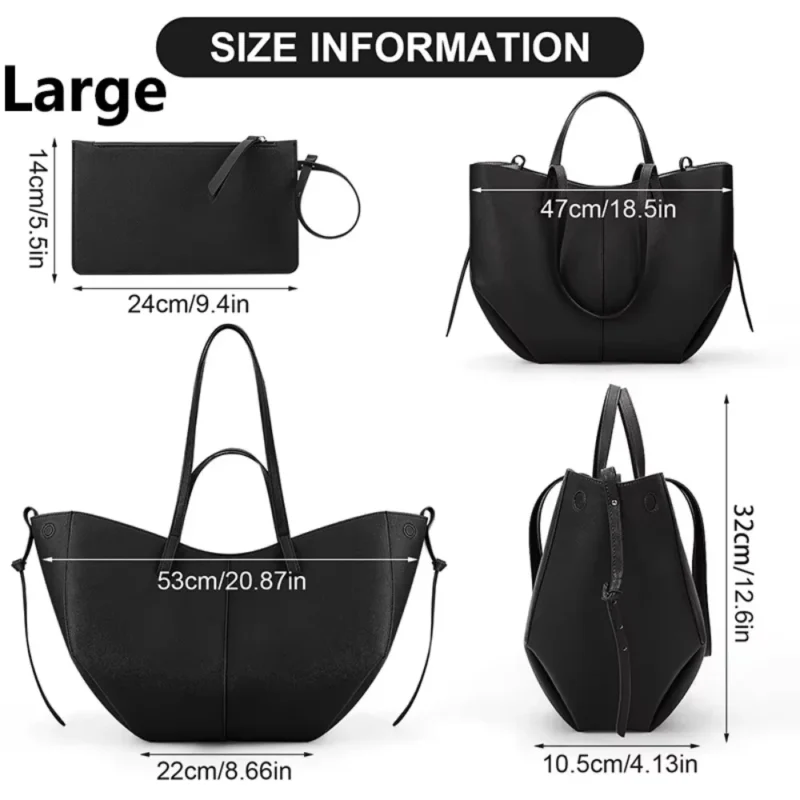 Faux Leather Work Tote Bag with Large Capacity for Women - Professional Shoulder Handbag - Image 3