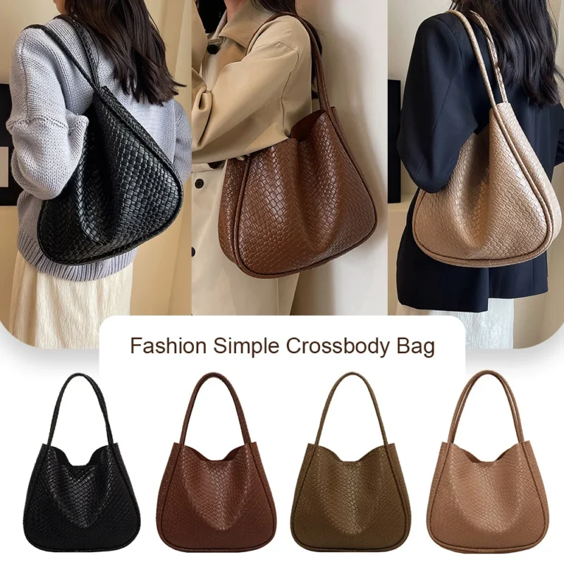 Vegan Leather Woven Tote Bag with Zipper Closure - Professional Work Shopper with Large Capacity - Image 4