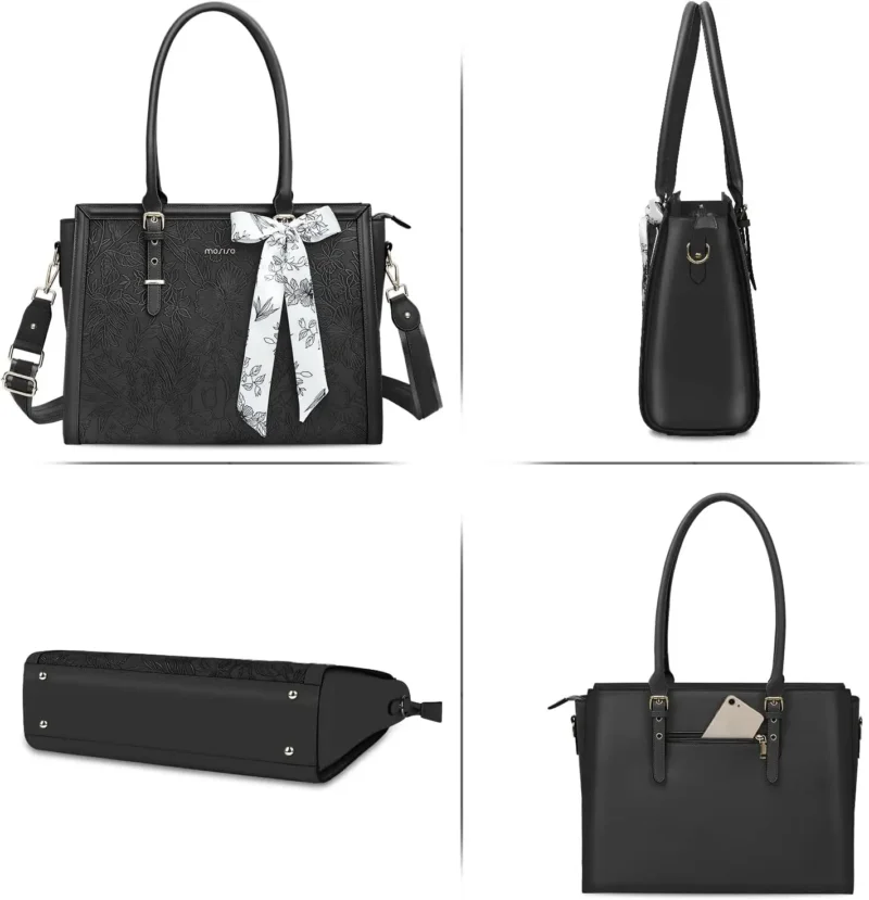 Professional PU Leather Laptop Tote Bag for Women - 15.6 Inch Notebook Shoulder Bag with Organizers - Image 4