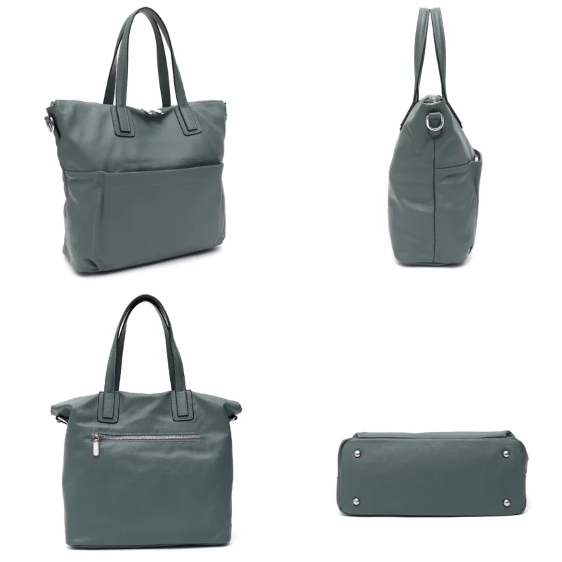 Genuine Leather Work Tote Bag with Compartments for Women - Professional Commuter Shoulder Handbag - Image 5