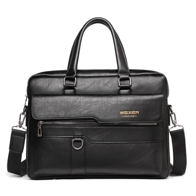 Executive PU Leather Briefcase with Laptop Compartment and Organizer Pockets for Men - Image 7