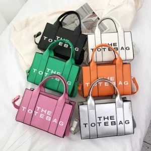 PU Leather Work Tote Bag with Letter Design - Adjustable Straps Professional Commuter Bag for Women